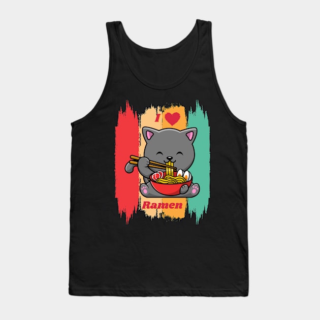 Cat Eating Ramen Tank Top by RAMDesignsbyRoger